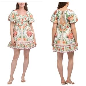 FARM RIO Bloom Garden Short Sleeve Mini Dress